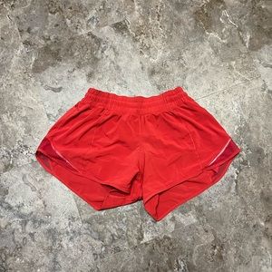 Red Lululemon hotty hot shorts